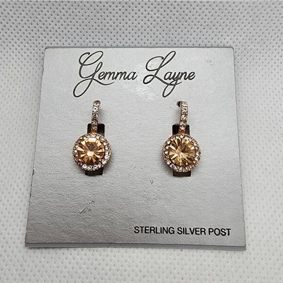 NWT Gemma Layne Rose Gold & Crystal Earrings - Picture 1 of 3